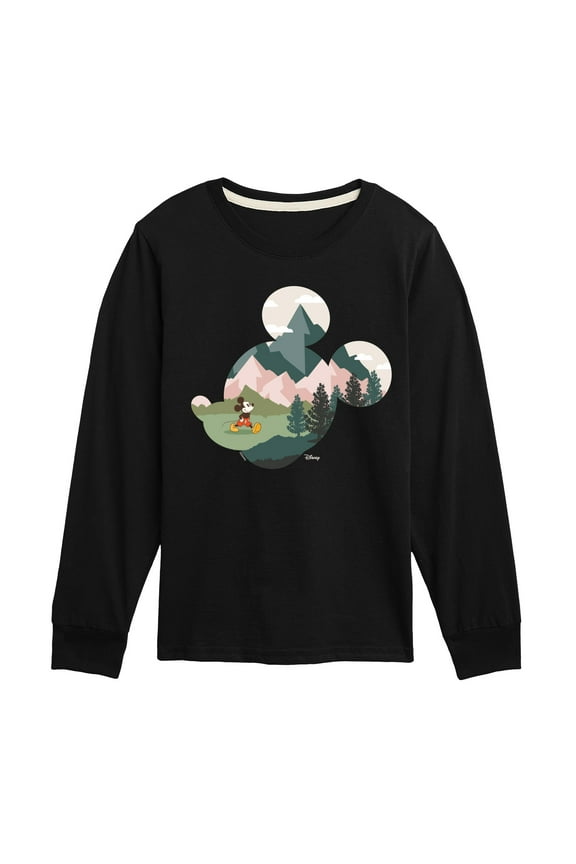 - Mickey Head Nature Fill - Toddler & Youth Long Sleeve Graphic T-Shirt