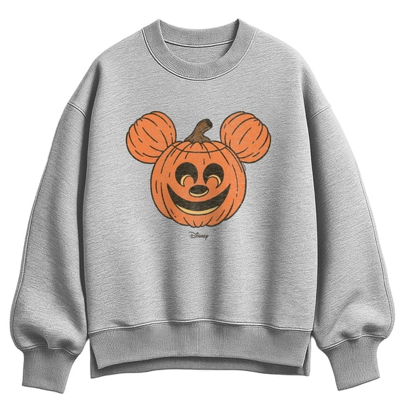 Disney - Mickey Head Pumpkin - Women's Oversized Fleece Crew Sweatshirt