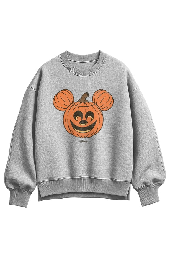 - Mickey Head Pumpkin - Women's Oversized Fleece Crew Sweatshirt