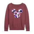 thumbnail image 1 of Disney - Mickey Head Solid Geo Women's Lightweight French Terry Wide Neck Long Sleeve Graphic Shirt, 1 of 5