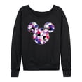thumbnail image 1 of Disney - Mickey Head Solid Geo Women's Lightweight French Terry Wide Neck Long Sleeve Graphic Shirt, 1 of 5
