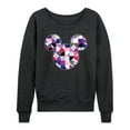 thumbnail image 1 of Disney - Mickey Head Solid Geo Women's Lightweight French Terry Wide Neck Long Sleeve Graphic Shirt, 1 of 5