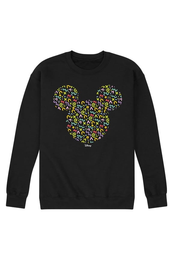 - Mickey Head With Pattern - Men's Crew Neck Fleece Pullover