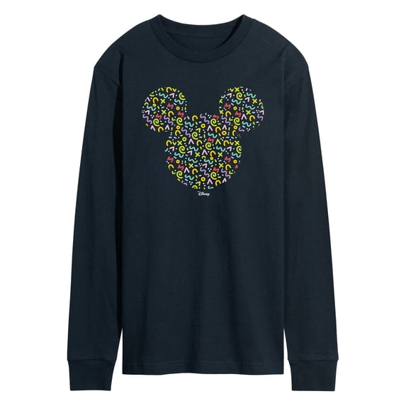 Disney - Mickey Head With Pattern - Men's Long Sleeve T-Shirt