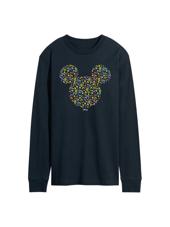 - Mickey Head With Pattern Men's Long Sleeve Graphic T-Shirt