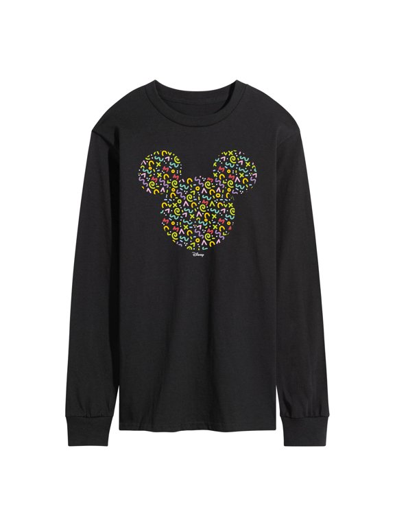 - Mickey Head With Pattern Men's Long Sleeve Graphic T-Shirt