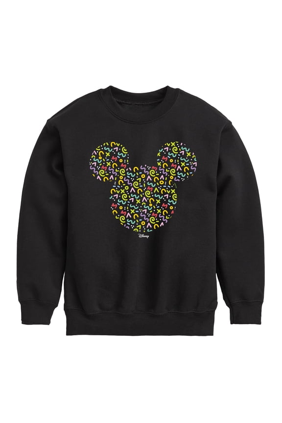 - Mickey Head With Pattern - Toddler & Youth Crewneck Fleece Sweatshirt