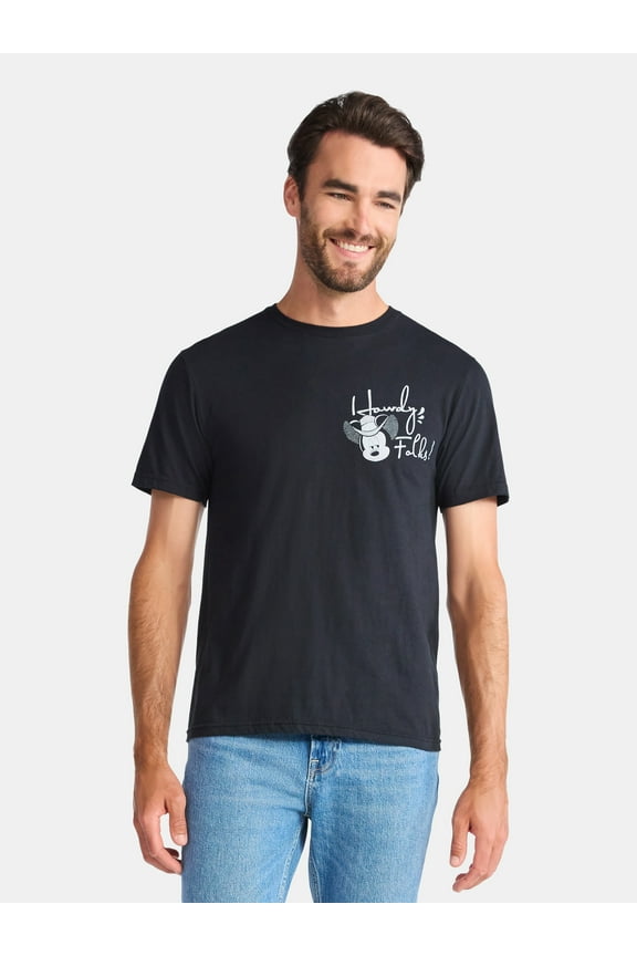 Disney Mickey Mouse Howdy Folks Men's and Big Men's Graphic Tee, Sizes S-3XL