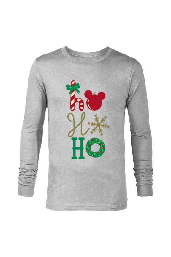 Mickey Icon Ho Ho Ho Holiday - Long Sleeve T-Shirt for Men- Customized-Athletic Heather