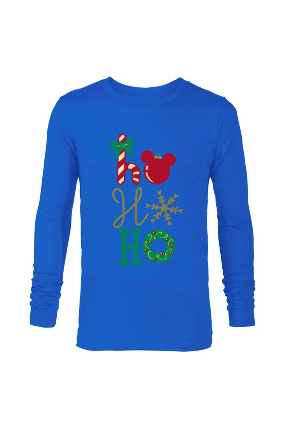 Mickey Icon Ho Ho Ho Holiday - Long Sleeve T-Shirt for Men- Customized-Royal