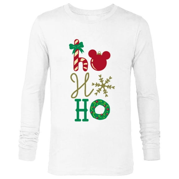 Disney Mickey Icon Ho Ho Ho Holiday - Long Sleeve T-Shirt for Men- Customized-White