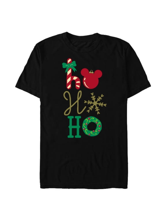Mickey Icon Ho Ho Ho Holiday - Short Sleeve Blended T-Shirt for Adults- Customized-Black