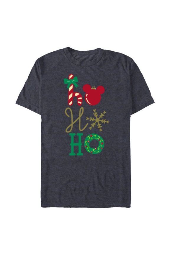 Mickey Icon Ho Ho Ho Holiday - Short Sleeve Blended T-Shirt for Adults- Customized-Navy Heather