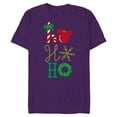 thumbnail image 1 of Disney Mickey Icon Ho Ho Ho Holiday - Short Sleeve Blended T-Shirt for Adults- Customized-Purple, 1 of 5