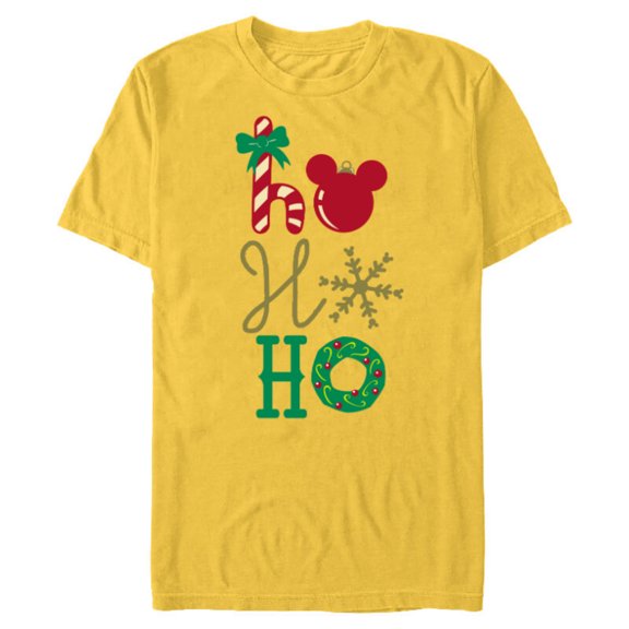 Disney Mickey Icon Ho Ho Ho Holiday - Short Sleeve Blended T-Shirt for Adults- Customized-Yellow