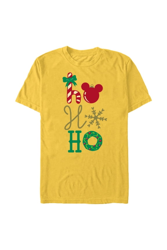 Mickey Icon Ho Ho Ho Holiday - Short Sleeve Blended T-Shirt for Adults- Customized-Yellow