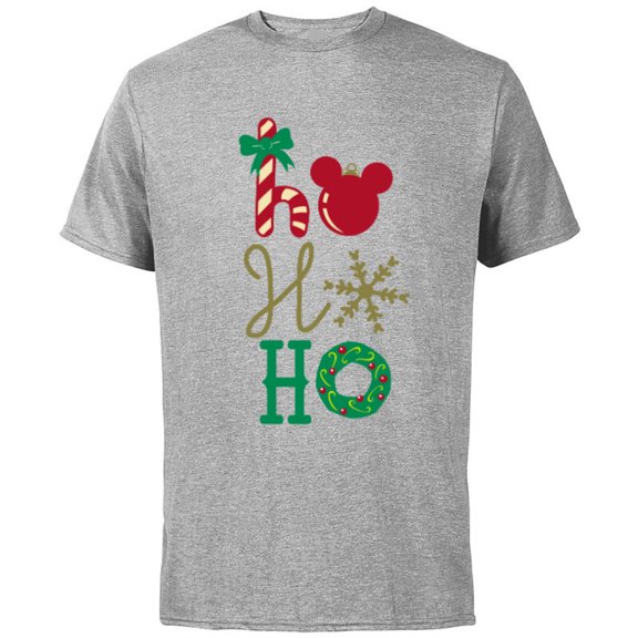 Disney Mickey Icon Ho Ho Ho Holiday - Short Sleeve Cotton T-Shirt for Adults- Customized-Athletic Heather
