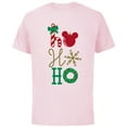 thumbnail image 1 of Disney Mickey Icon Ho Ho Ho Holiday - Short Sleeve Cotton T-Shirt for Adults- Customized-Soft Pink, 1 of 5