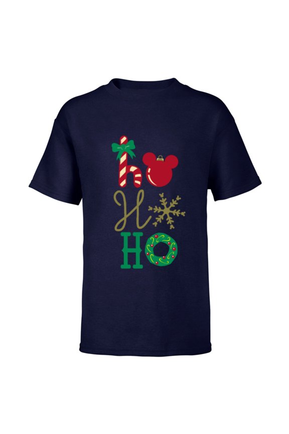 Mickey Icon Ho Ho Ho Holiday - Short Sleeve T-Shirt for Kids -Customized-Navy