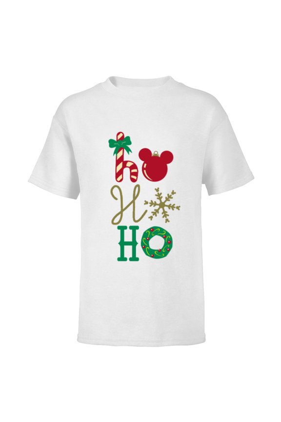 Mickey Icon Ho Ho Ho Holiday - Short Sleeve T-Shirt for Kids -Customized-White
