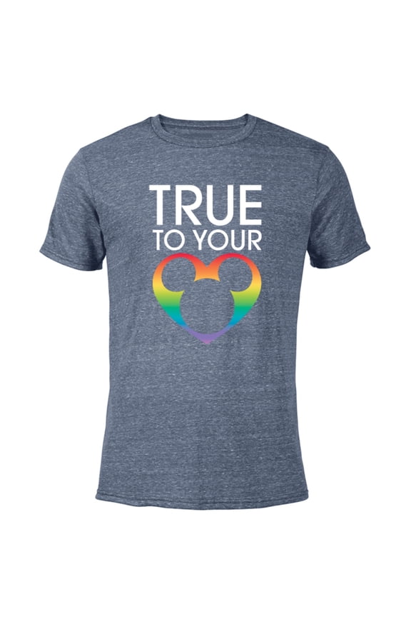 Mickey Icon True to Your Heart Pride - Short Sleeve Blended T-Shirt for Adults - Customized-Navy Heather