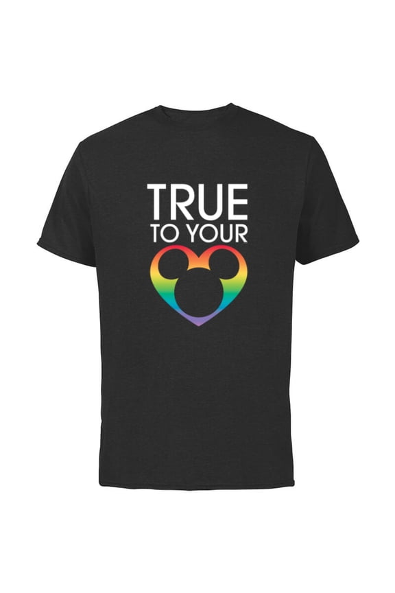 Mickey Icon True to Your Heart Pride - Short Sleeve Cotton T-Shirt for Adults - Customized-Black