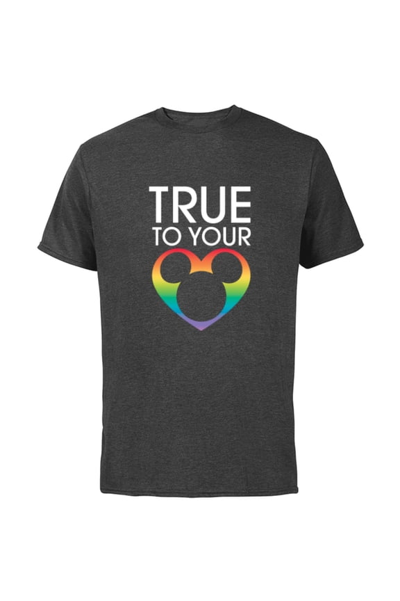 Mickey Icon True to Your Heart Pride - Short Sleeve Cotton T-Shirt for Adults - Customized-Charcoal