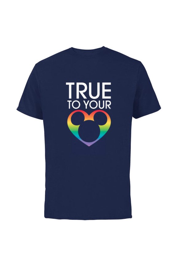 Mickey Icon True to Your Heart Pride - Short Sleeve Cotton T-Shirt for Adults - Customized-Navy