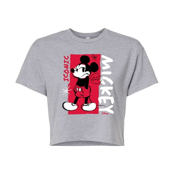 Disney - Mickey Iconic - Juniors Cropped Cotton Blend T-Shirt