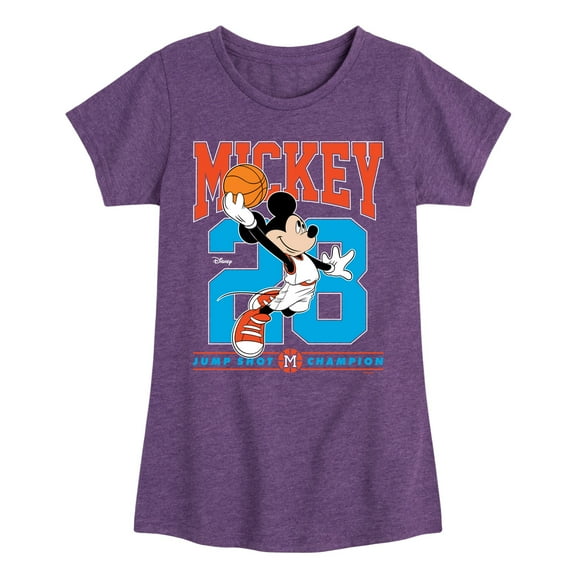 Disney - Mickey Jump Shot - Toddler & Youth Girls Short Sleeve Graphic T-Shirt