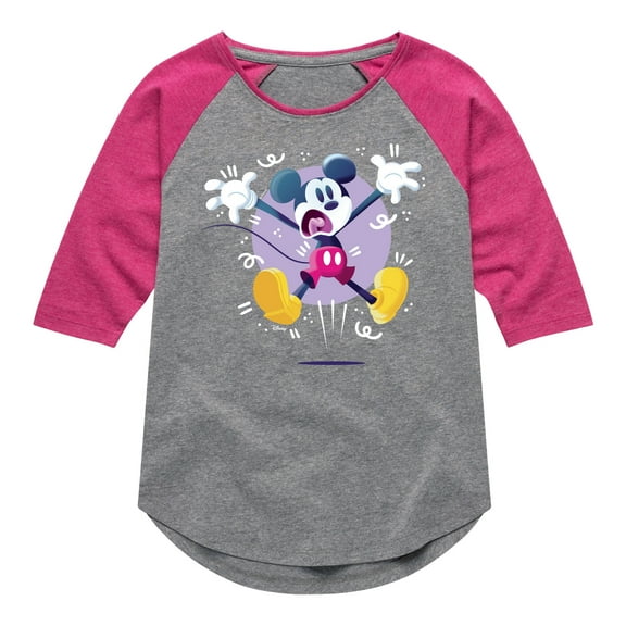 Disney - Mickey Jump - Youth Girls Raglan Graphic T-Shirt