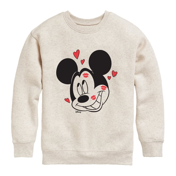 Disney - Mickey Kissy Face Boys' Graphic Long Sleeve Fleece Sweatshirt