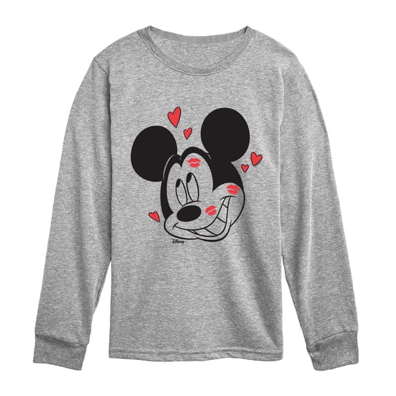 Disney - Mickey Kissy Face - Youth Boys Long Sleeve Graphic T-Shirt