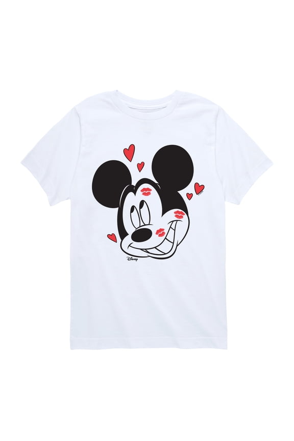 - Mickey Kissy Face - Youth Boys Short Sleeve Graphic T-Shirt