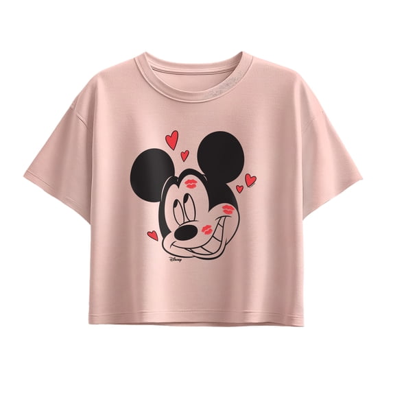 Disney - Mickey Kissy Face Short Sleeve Boxy Graphic T-Shirt