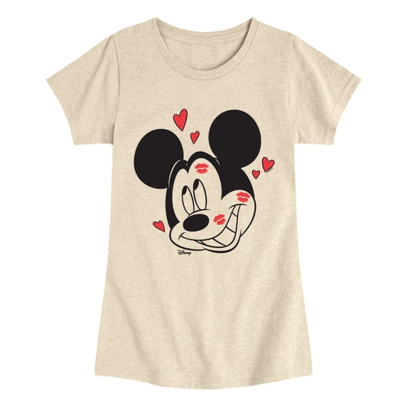 Disney - Mickey Kissy Face - Youth Girls Fitted Short Sleeve T-Shirt