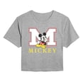 thumbnail image 1 of Disney - Mickey M Block Letter - Juniors Cropped Short Sleeve Graphic T-Shirt, 1 of 4