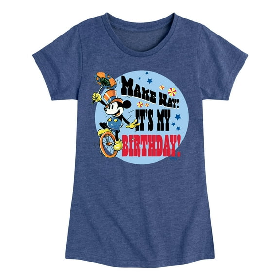 Disney - Mickey - Make Way It's My Birthday - Youth Girls Short Sleeve Graphic T-Shirt