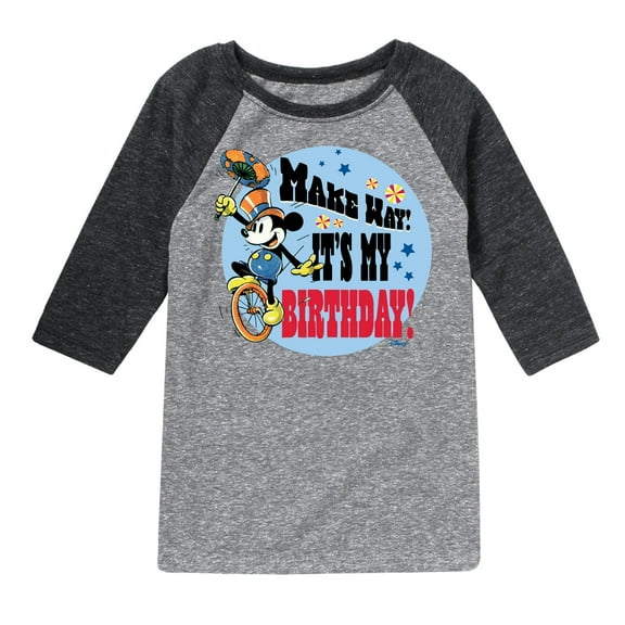 Disney - Mickey - Make Way It's My Birthday - Youth Raglan Graphic T-Shirt