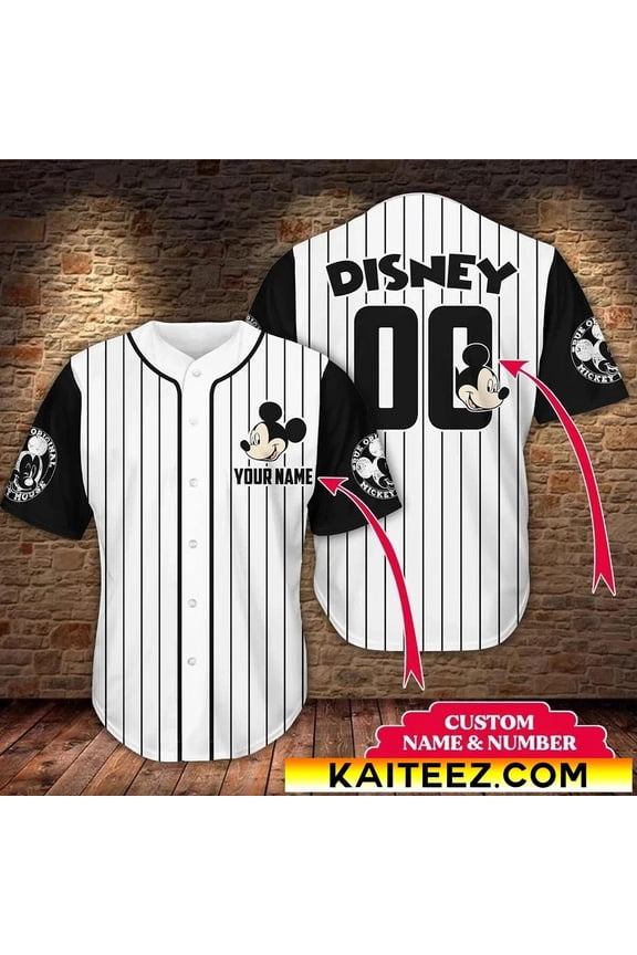 Disney Mickey Men's Baseball Jersey 3D Print Breathable Casual Custom Name and Number Disn