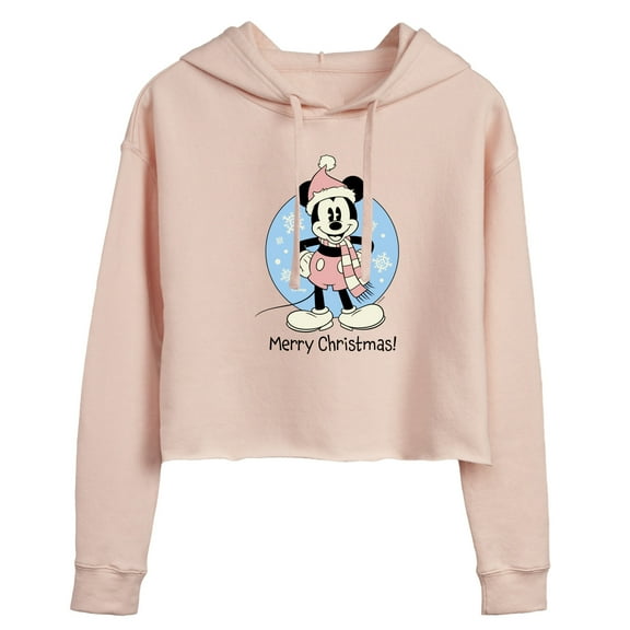 Disney - Mickey Merry Christmas - Juniors Cropped Pullover Hoodie
