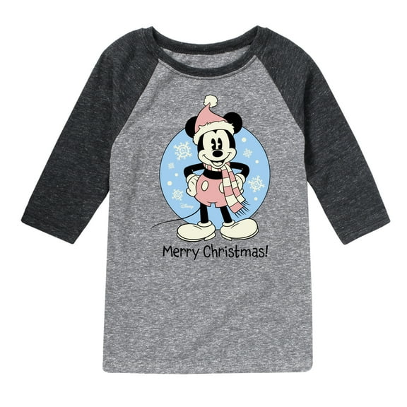 Disney - Mickey Merry Christmas - Toddler & Youth Raglan Graphic T-Shirt
