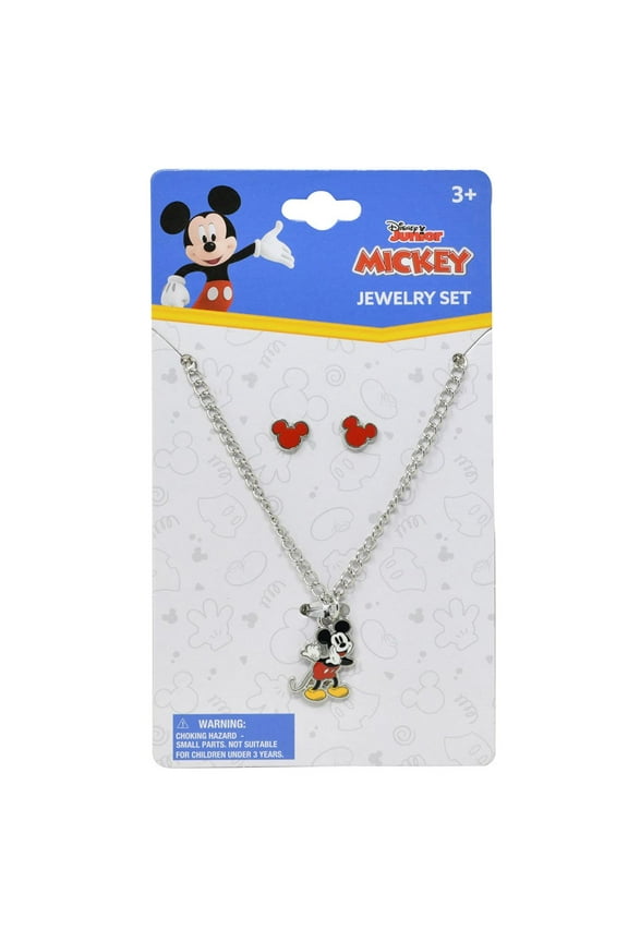 Mickey Metal Necklace & Earring Jewelry Set on Card, BOYS
