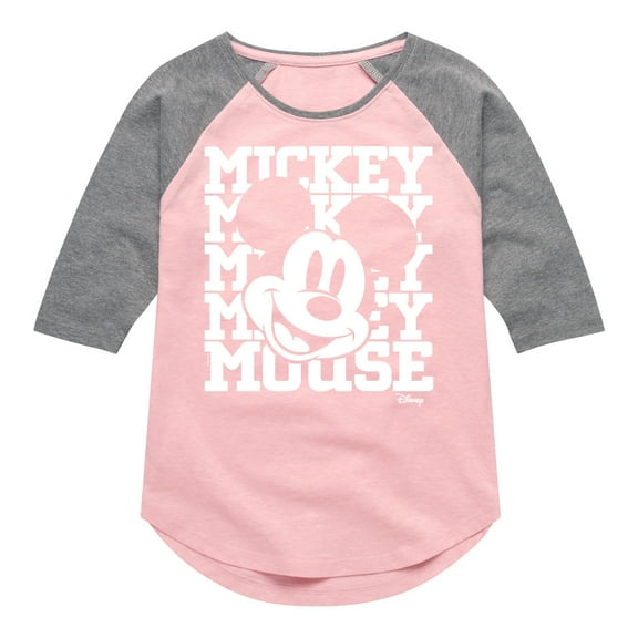 Disney - Mickey, Mickey, Mickey Mouse - Toddler & Youth Girls Raglan Graphic T-Shirt