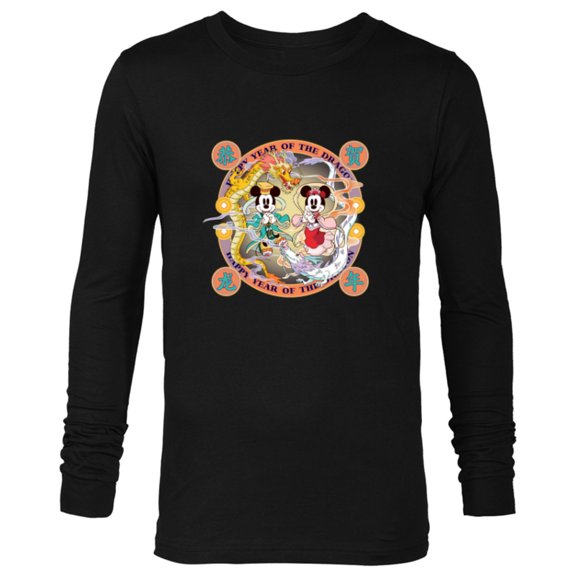 Disney Mickey Minnie 2024 Happy Lunar New Year of the Dragon - Long Sleeve T-Shirt for Men - Customized-Black