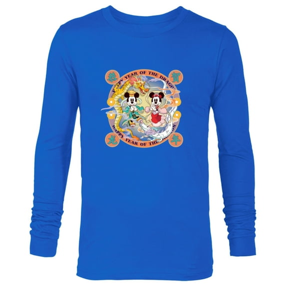Disney Mickey Minnie 2024 Happy Lunar New Year of the Dragon - Long Sleeve T-Shirt for Men - Customized-Navy