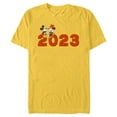thumbnail image 1 of Disney Mickey & Minnie Chat 2023 100th Anniversary New Year - Short Sleeve Blended T-Shirt for Adults - Customized-Yellow, 1 of 5
