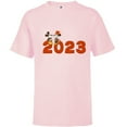 thumbnail image 1 of Disney Mickey & Minnie Chat 2023 100th Anniversary New Year - Short Sleeve T-Shirt for Kids - Customized-Soft Pink, 1 of 5
