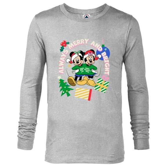 Disney Mickey & Minnie Christmas Always Merry & Bright - Long Sleeve T-Shirt for Men - Customized-Athletic Heather