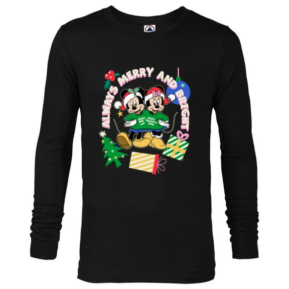 Disney Mickey & Minnie Christmas Always Merry & Bright - Long Sleeve T-Shirt for Men - Customized-Black